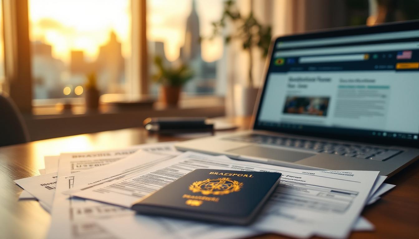 Brazilian passport next to US tax forms and dual currency documents, symbolizing MEI and Reforma Tributária 2026.