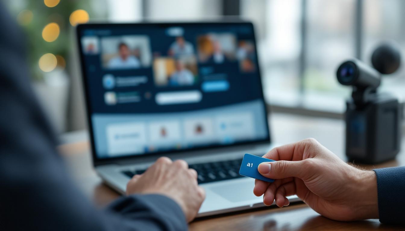Empresário revisando documentos fiscais no computador com um certificado digital.
