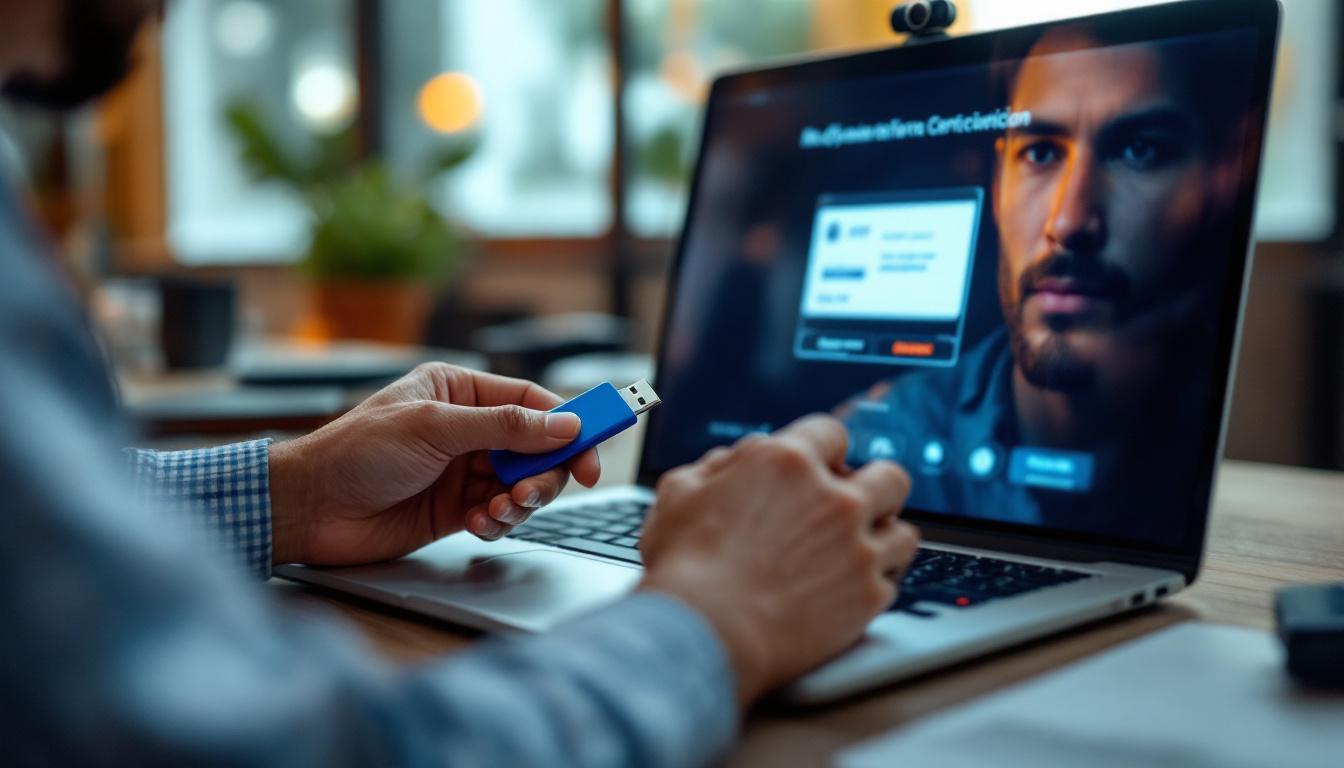 Profissional autônomo usando e-CPF em um laptop.