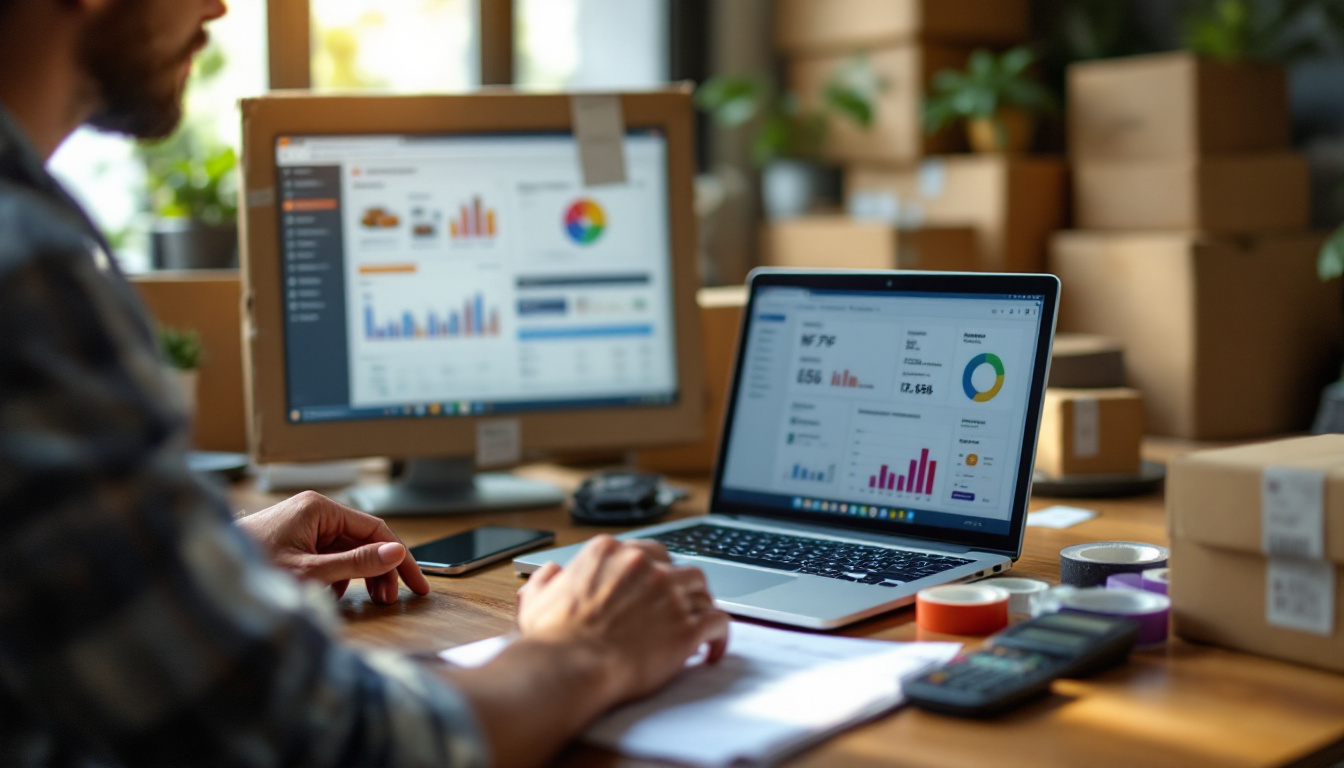 Lojista online calculando taxas de marketplace