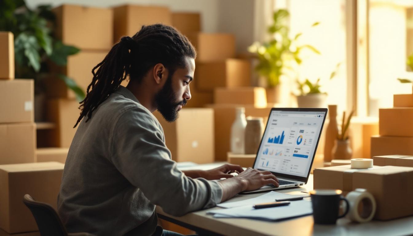 E-commerce MEI em 2026: vendedor online verificando faturamento em laptop