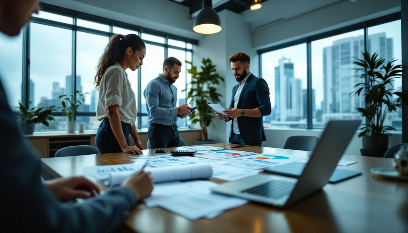 Empresário analisando relatórios financeiros em um escritório moderno. 2