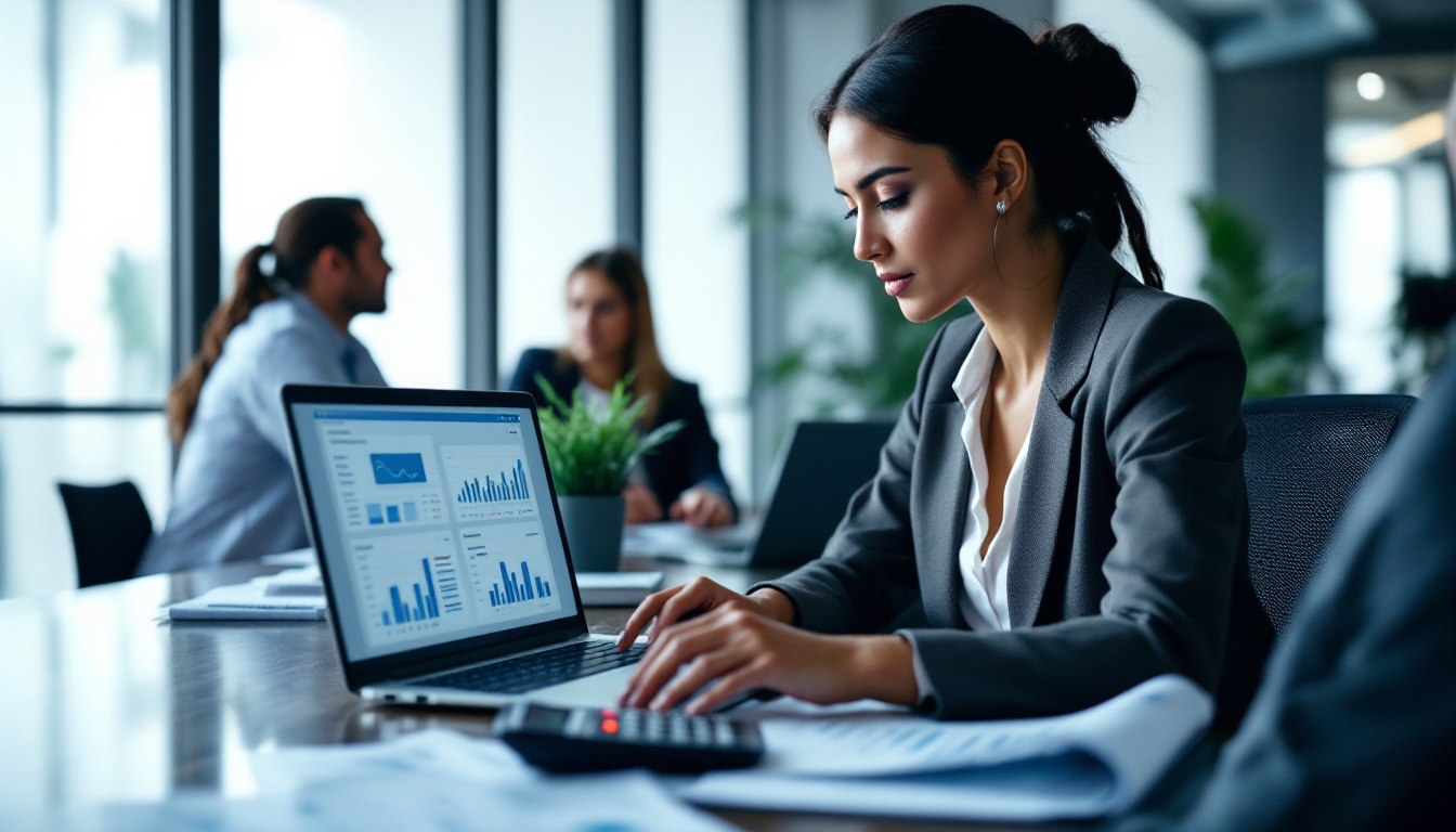 Empresário revisando relatórios financeiros em um escritório moderno. 1