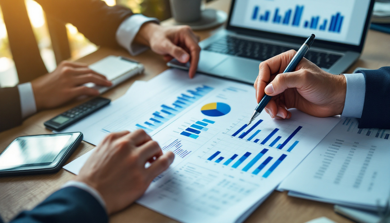 Empresário revisando relatórios financeiros em um escritório moderno. 2