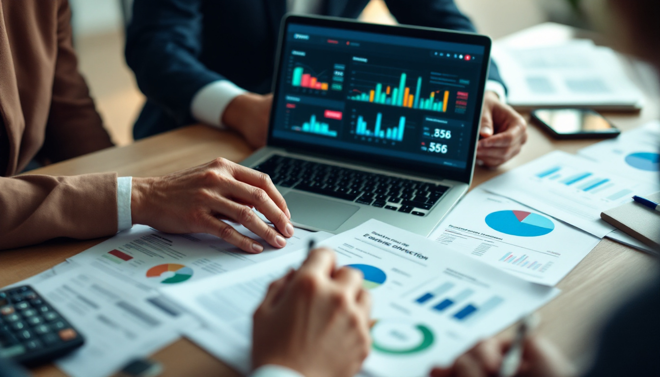 Empresário analisando documentos financeiros e impostos 1
