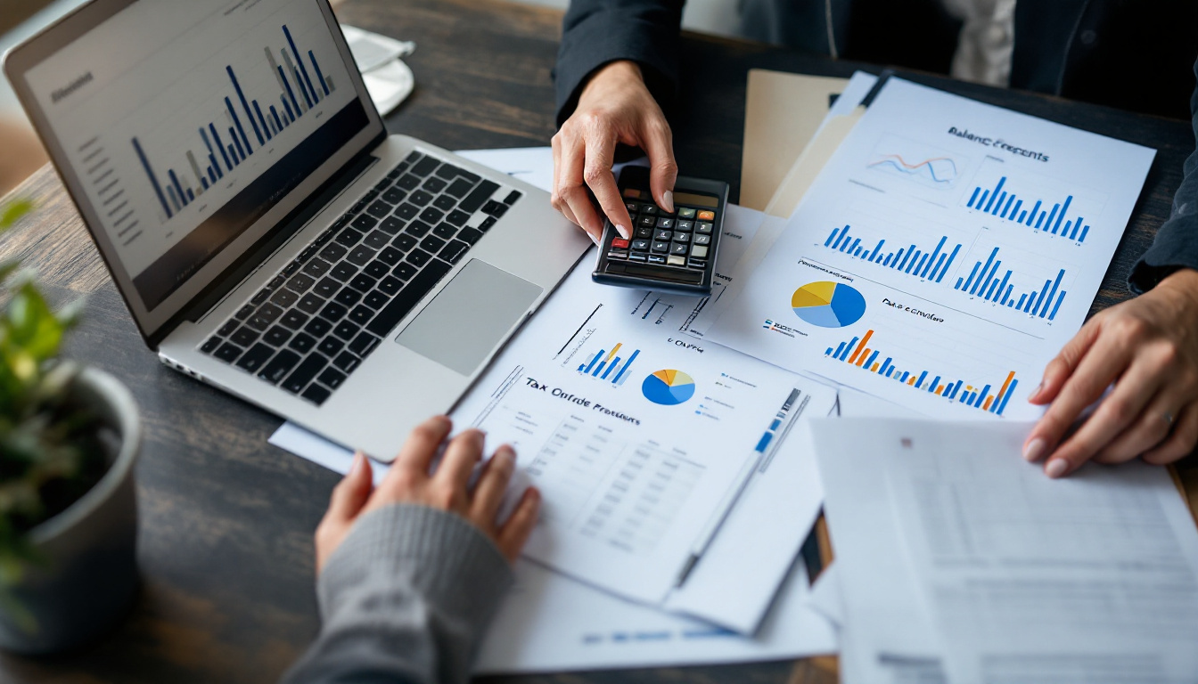 Empresário preocupado analisando documentos de impostos no Simples Nacional. 2