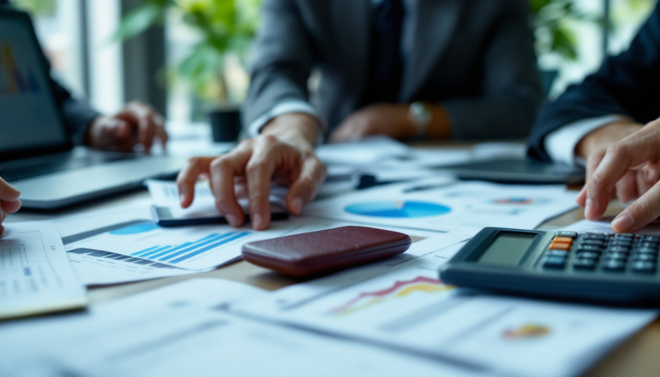 Empresário revisando documentos fiscais em um escritório moderno 1