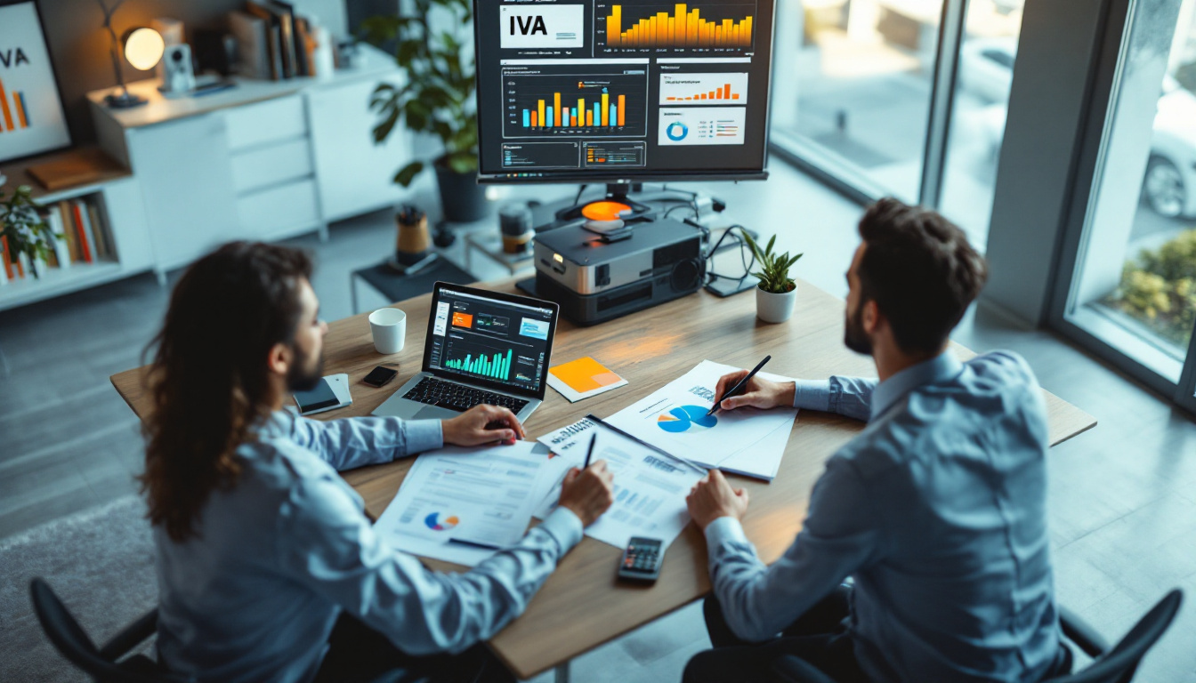 Reunião de negócios sobre IVA com gráficos financeiros 2