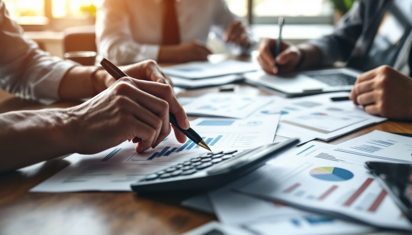 Empresário analisando documentos tributários em um escritório moderno 1