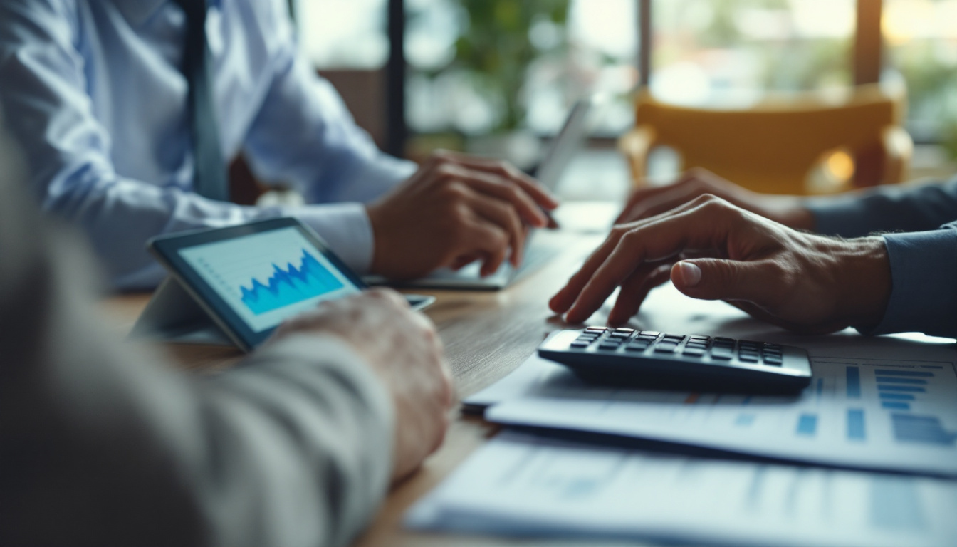 Reunião de contabilidade discutindo relatórios financeiros no Simples Nacional 1